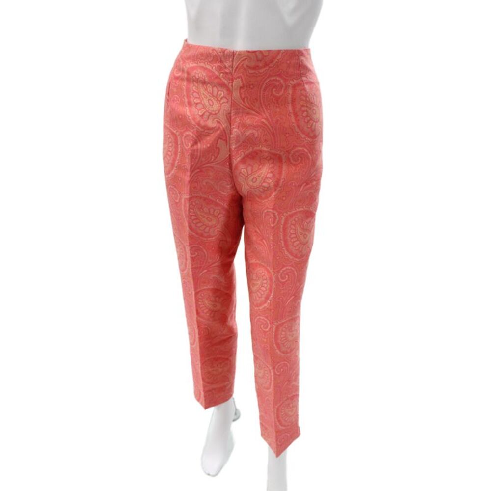 Bernard Zins Women Dress Pants Pink Paisley Zip Closure Size 12